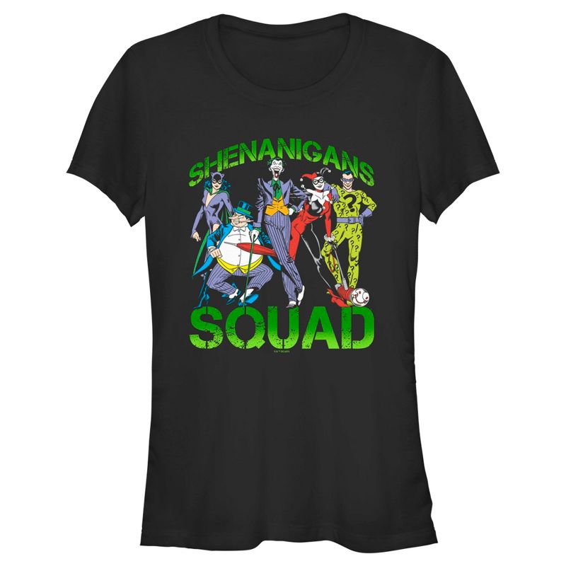 Juniors Womens Batman St. Patrick's Day Shenanigans Squad T-Shirt, 1 of 5