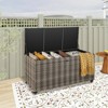 WELLFOR 96gal Outdoor PE Wicker Storage Box with 4 Wheels for Gardening Tools Gray - 4 of 4