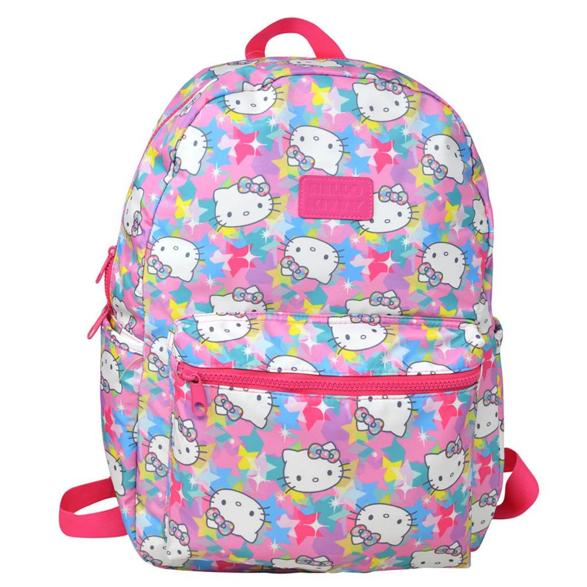 Hello Kitty With Stars all over 16" Kids Backpack for Girls, with a small front Pocket