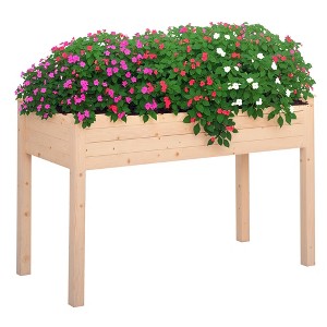 Raised Garden Bed with Legs, 48" x 22" x 30", Elevated Wooden Planter Box, Self-Draining with Bed Liner for Vegetables, Herbs, and Flowers Backyard - 1 of 4