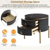 19.6'' Easy Assembly Round End Table with Storage Drawers, Fluted Nightstand,White - 4 of 4