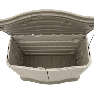 Olive and Sandstone Resin Small Horizontal Storage Shed with Shelving