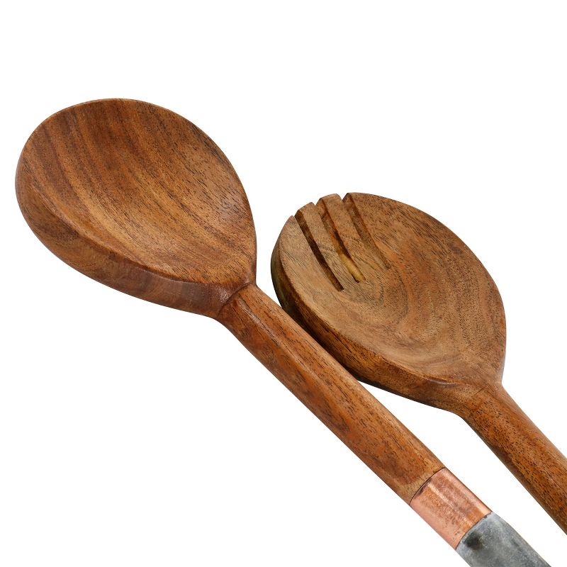 Gibson Laurie Gates California Designs Marble and Acacia Wood 2 Piece Salad Server Set, 4 of 6