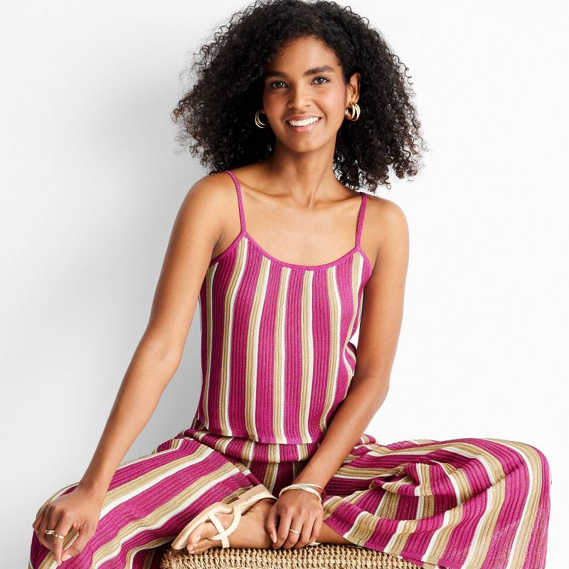 Women's Striped Strappy Sweater Tank - Future Collective™ with Jenny K. Lopez Pink, 3 of 8