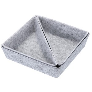 Unique Bargains Felt Square and Triangle Desk Drawer Organizers Tray 3 Pcs - 1 of 4