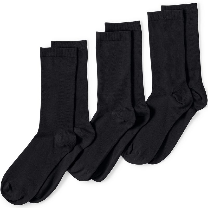 Lands' End Women's 3-Pack Seamless Toe Solid Crew Socks, 1 of 2