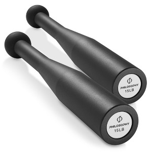 Philosophy Gym Indian Clubs Pair- Weighted Steel Exercise Club Bells Set, Arm Strength Trainer - 1 of 4