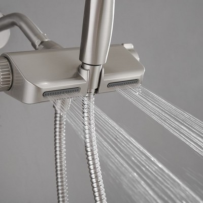 Brushed Nickel Dual Shower Head with Handheld and Filter