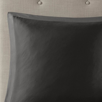 California King Dark Grey Microfiber Embroidered Comforter Set