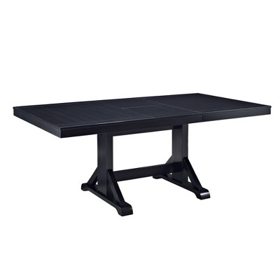 Saracina Home 77" Wood Extendable Dining Table Antique Black: Farmhouse Style, Trestle Base, Seats 6 With Butterfly Leaf