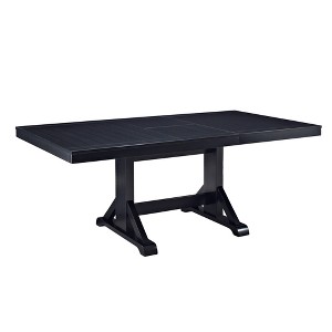 Saracina Home 77" Wood Extendable Dining Table Antique Black: Farmhouse Style, Trestle Base, Seats 6 With Butterfly Leaf - 1 of 4