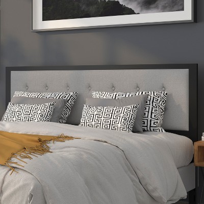 Bristol Light Gray Fabric Tufted King Size Metal Headboard