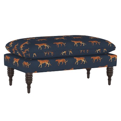 Pillowtop Bench Cheetah Walk Navy - Skyline Furniture
