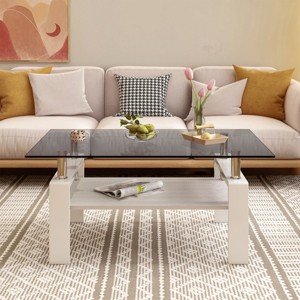 Coffee Tables Rectangular, Coffee Tables Contemporary With Tempered Glass Tabletop And Mdf Layer, Coffee Tables Modern-Cuddlewood - 1 of 4