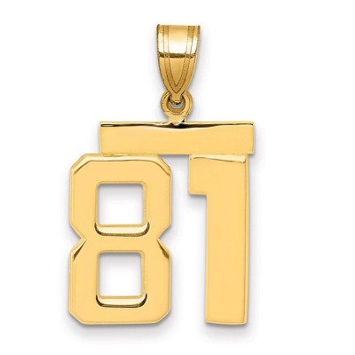 Black Bow Jewelry 14k Yellow Gold, Athletic Collection Medium Polished Number 81 Pendant