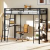 Tangkula Twin Size Loft Bed w/ Desk & Shelves Inclined Ladder & Full-length Guardrails - 3 of 4