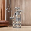 66.1 Inch Large Cat Tree Cat Tower with Scratching Posts, 2 Perches, 2 Caves, Basket, Hammock, Pompoms, Multi-Level Plush Cat Condo for Indoor Cats - 2 of 4
