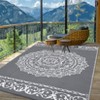 Outdoor Retro Reversible Woven Plastic Straw Rug Vintage Portable Large Area Rugs for Camping Garden Backyard Decor Waterproof Low Pile Picnic Mat - 2 of 4