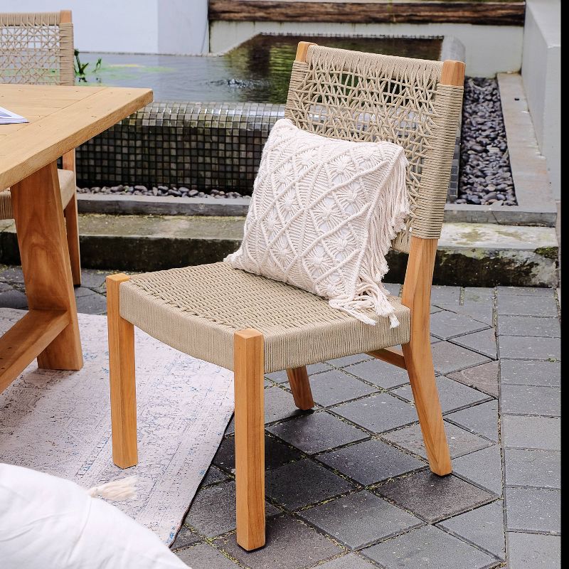  Cambridge Casual Nassau 2pc Teak Wood Outdoor Dining Chair, 4 of 16