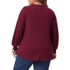 Women's Plus Size Ribbed Knit Button Decoration Crew Neck Long Sleeve Casual Tunic Blouses - Agnes Orinda - 4 of 4