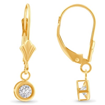Pompeii3 1/2Ct Diamond Lab Created Dangle Lever Back Hoop Earrings 14k Yellow Gold