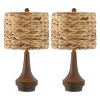 Set of 2 21" Theodore Rustic Farmhouse Handwoven Rattan/Resin Table Lamps (Includes LED Light Bulb) Brown Wood Finish - JONATHAN Y: Boho Style - image 2 of 4