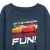 Women's - Disney - On The Highway To Holiday Fun Lightweight French Terry Wide Neck Long Sleeve Shirt - 2 of 4