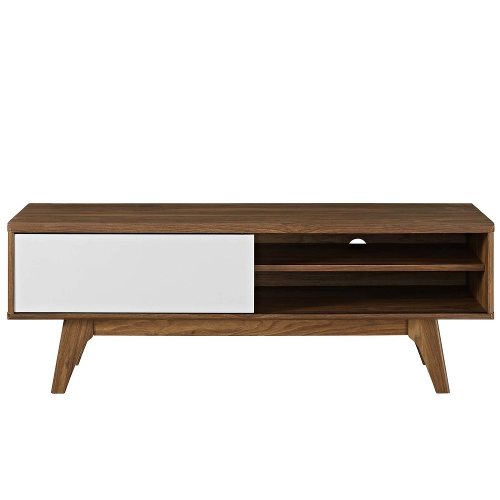 Photos - Display Cabinet / Bookcase Modway Envision TV Stand for TVs up to 48" Walnut White - : Modern Media Console with Integrated Mount, MDF Wood Laminate 