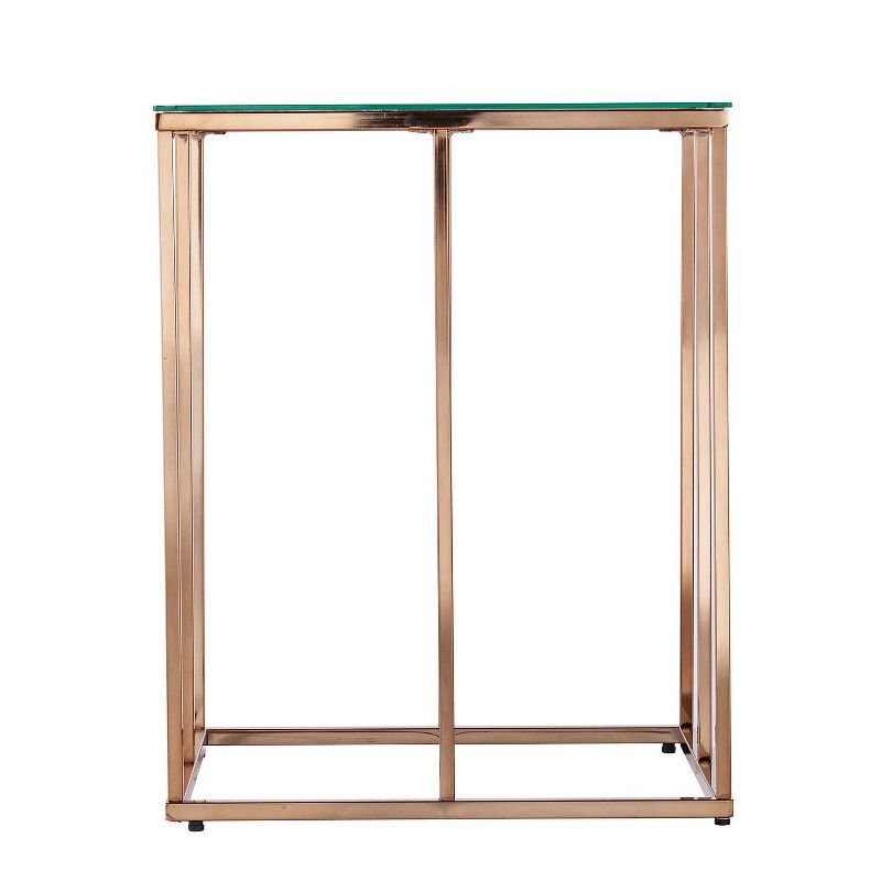 Nicholas Contemporary End Table with Glass Top Champagne - Aiden Lane, 3 of 7