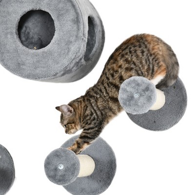 Gulches Transform Your Wall into a Feline Paradise: 5 - Piece Cat Wall Shelves Set with Condo, Cushion & More in Gray