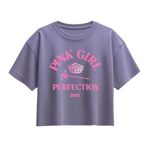 Girls' - Wicked - Pink Girl Perfection Short Sleeve Boxy Graphic T-Shirt - 1 of 1