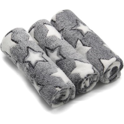 1 Pack 3 Puppy Blankets Super Soft Warm Sleep Mat Grey Cute Print Fluffy Fleece Pet Flannel Throw Dog Blankets for Small Dogs Cats