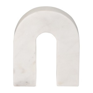 Sagebrook Home 6" Marble Horseshoe Decor - Contemporary White Arched Decorative Horseshoe Sculpture for Home or Office Table Top Accent Decoration - 1 of 4