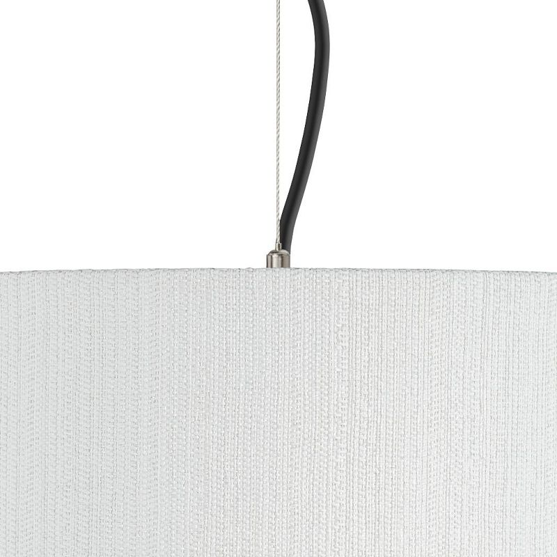 Possini Euro Design Brushed Nickel Pendant Light 15" Wide Modern Black Cord White Plastic Drum Shade for Dining Room House Bedroom, 2 of 5