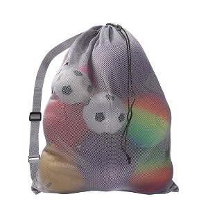 GSE 30"x40" Extra Large Mesh Sports Ball Equipment Drawstring Bag with Adjustable Shoulder Strap for Soccer, Basketball, Volleyball, Gym - 1 of 4