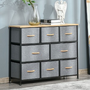 CAVINAS Bedroom Dresser with 8/9 Fabric Drawers,Storage Tower Chest of Drawers with Steel Frame and Wood Top,Dark Gray - 1 of 4
