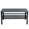 ACEPANO 37.8 in. W Modern Simple 2-Layer Tempered Glass Coffee Table with Lift Top For Living Room-Black - 4 of 4