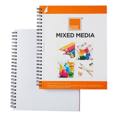 Colour Block 60 Page Blank Mixed Media Notebook 9x12 White : Target