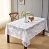 HLC.ME Butterfly Floral Patterned Scalloped, Wrinkle Resistant, Lace Fabric Table Cloth for Round and Rectangle Tables - 3 of 4