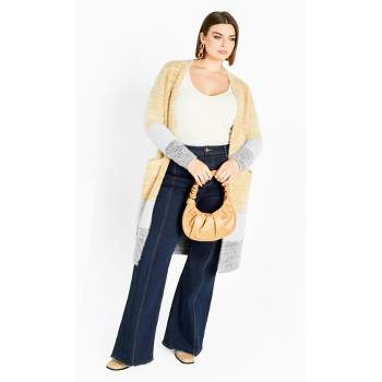 Women's Plus Size Elise Color Block Knitted Cardigan - gold | AVENUE