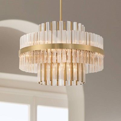 Soft Gold Crystal 8-Light 2-Tier Chandelier