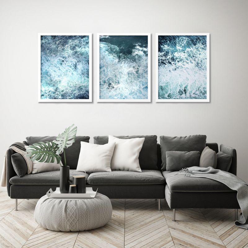 Americanflat Coastal Landscape (Set Of 3) Triptych Wall Art Stormy Ocean Waves By Tanya Shumkina - Set Of 3 Framed Prints, 5 of 7