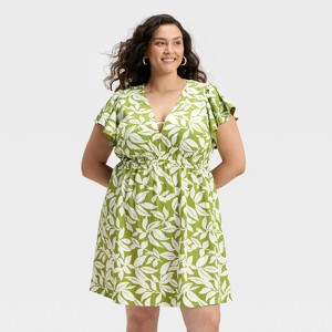 Women's Flutter Short Sleeve Mini A-Line Dress - A New Day™ - 1 of 3