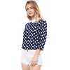 Allegra K Women's Polka Dots Contrast Peter Pan Collar 3/4 Sleeves Blouse - 4 of 4