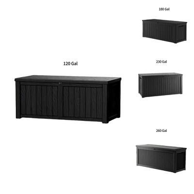 Decksplore 55/120/180/230/260 Gal Deck Box Outdoor Storage Box Patio Gardening Tools Water and UV Resistant for Patio