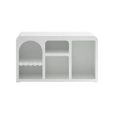 HomeRoots 50" White Fiberglass Solid Console Table With Five Shelves