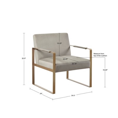 Taupe Velvet Club Accent Chair with Gold Metal Frame