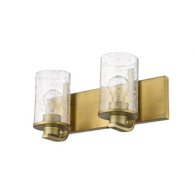 Beckett Olde Brass 2-Light Vanity with Clear Seedy Glass