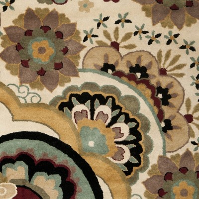 Ivory Floral Hand Tufted Wool Area Rug 3'6" x 5'6"