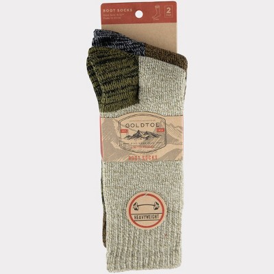 Signature Gold by GOLDTOE Men's Recycled Heavyweight Boots Socks 2pk - Taupe/Brown 6-12.5